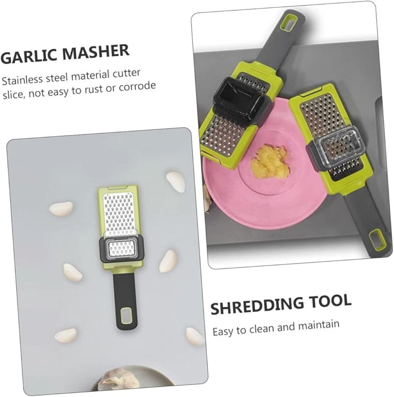 Cabilock 2pcs Manual Vegetable Slicer Garlic Mincer Handheld Chopper for Grating Slicing Kitchen Tool Light Green - Image 5